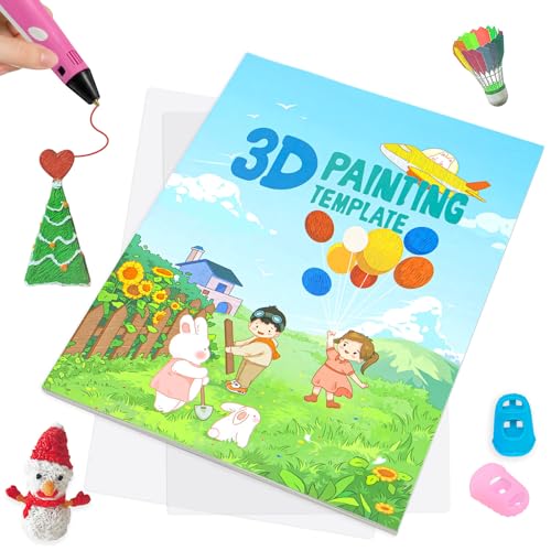 3D Pen Painting Drawing Book, 40 Pattern Thick Paper Templates - color: Happy Time