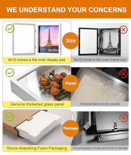 8x10 White Deep Shadow Box Picture Frame with HD Clear Glass - color: White, size: 8x10