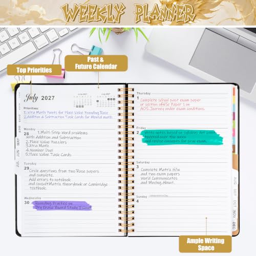 Xqumoi 2027 A5 Planner Dragon Eye Golden Weekly and Monthly Planner Gift - color: Dragon Eye 2027, size: A5