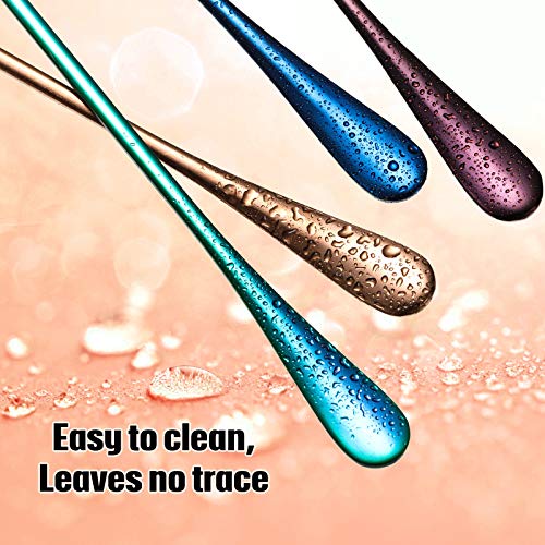 8 Pcs Long Handle Tea Spoon, Stainless Steel Mixing Spoon, Round Style - style: Round Style