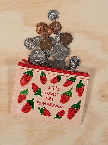 Blue Q Coin Purse - Cute Coin Pouch for Men & Women, Small Pouch Organizer - color: It's OK Try Tomorrow