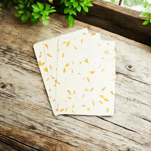Handmade Lokta Deckle-Edge Printer Paper 8.5x11 (25 Sheets, Marigold) - color: Marigold