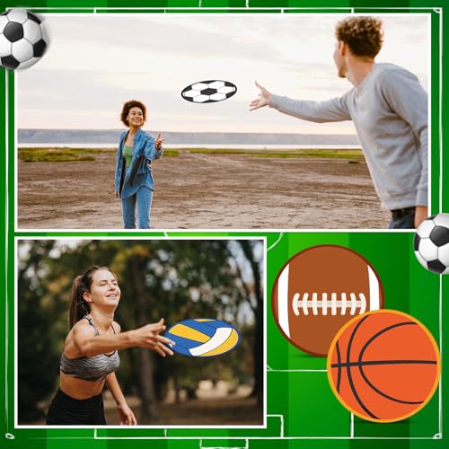 Gejoy 24 Pcs Basketball Football Fly Disc Foldable Fan Sports Theme 8 Style - color: Ball Patterns