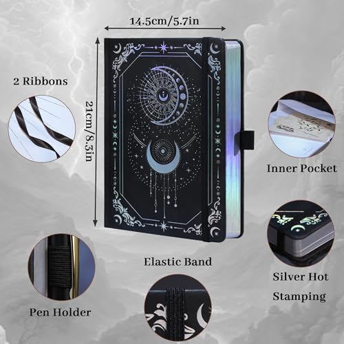 TIEFOSSI Dot Journal Notebook for Women Men, 160GSM Notebook - color: Black silver, size: Dot
