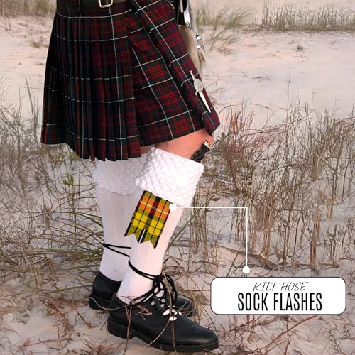 EZE Kilt Flashes for Men with Heavy Buckle Adjusters, Plain & Tartan Kilt Sock Flashes Acrylic Wool - color: Buchanan