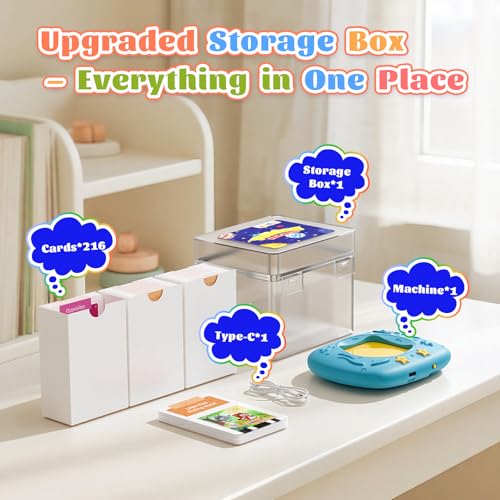 HOMESTEC Toddler Talking Flash Cards with 216 Double Sided Cards - color: Blue, style: english