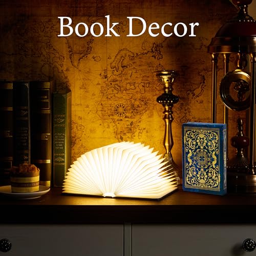 Uniwolk Book Lovers Gifts BookLamp - 5 Color Lights, 1200mah Battery, Foldable Paper Lamp as Book Decor & Accessories, Hot Foil Cover Design, Unique Gifts for Women or Friends & Christmas