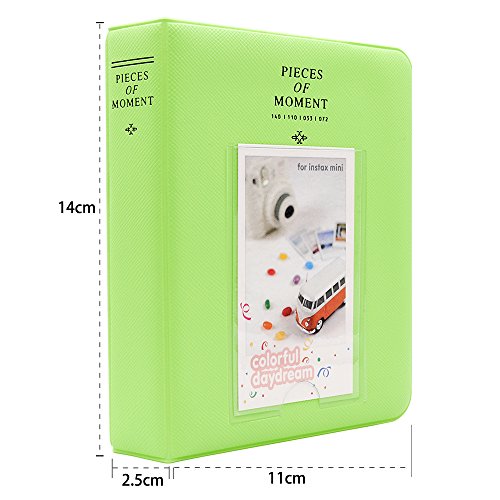 Ablus 64 Pockets Mini Photo Album for Fujifilm Instax Mini 7s 8 8+ 9 25 26 50s 70 90 Instant Camera & Name Card (64 Pockets, Lime Green) - color: Lime Green
