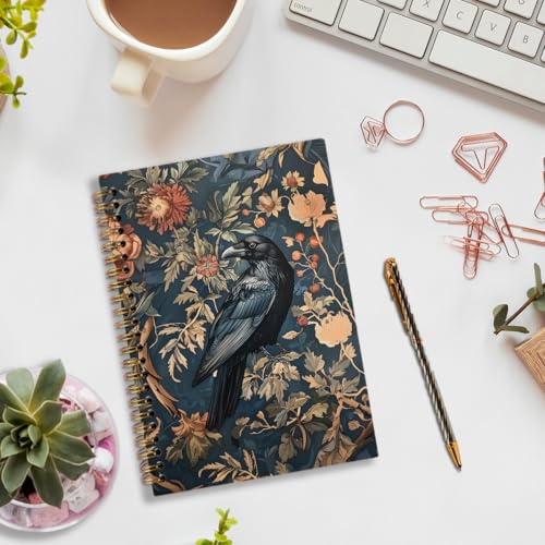 Witchy Crow Spiral Notebook, Gothic Dark Academia Crow Journal Notebook, Cottagecore Raven Journaling Notebooks for Women, Gothic Raven Office School Supplies Gifts, 5.5x8.3 In - color: crow