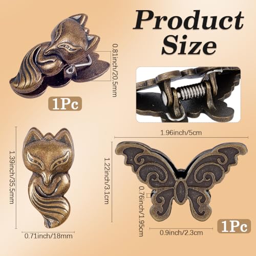 CRASPIRE 2Pcs Traveler Notebook Page Holder Journal Clip Metal Vintage Retro Fox Animal Butterfly Alloy Decorative Binder Holders Accessories for TN Travelers Art Journaling Reading Decoration - style: Fox/Butterfly