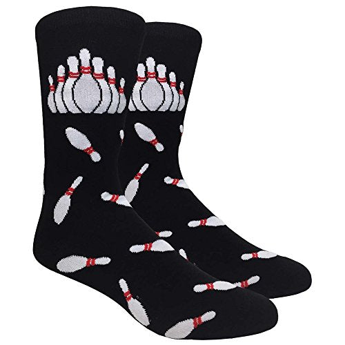 Urban Peacock Men's Novelty Fun Dress Socks Multiple Patterns/Multi-pair Options! - color: Bowling Pins - Black