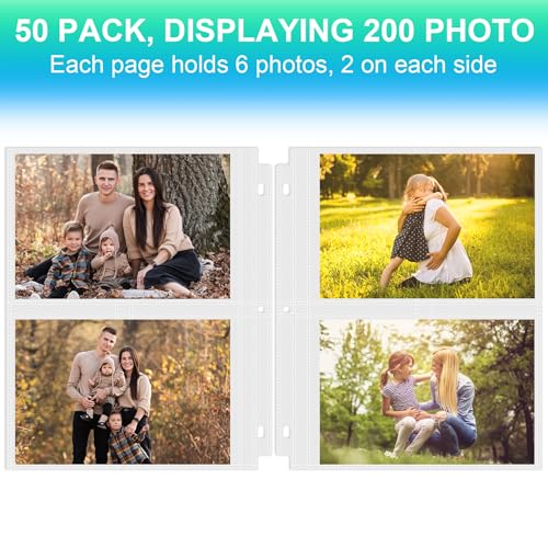 100 Pack 5 x 7 Photo Sleeves for 3 Ring Binder(200 Pictures) - color: 5x7inch-2pocket|8.5 X 11" Binders