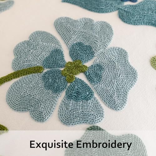 Embroidered Throw Pillow Covers 18x18 inch Pack of 2 Blue Blossoms - color: Blue Blossoms