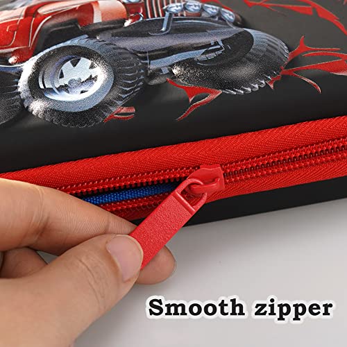 3D Car Pencil Case for Kids Boys, Waterproof Pencil Box with Compartments Pen Pouch (Black) - color: Car