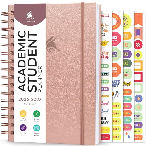 Clever Fox Academic Student Planner 2026-2027, School, College Rose Gold - color: Rose Gold
