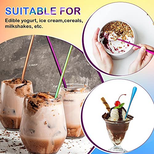 8 Pcs Long Handle Tea Spoon, Stainless Steel Mixing Spoon, Popular Style - style: Popular Style