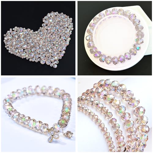 500Pcs 6mm Crystal Glass Beads for Jewelry Making Beads for Bracelets Necklace Pendants Making Supplies(Silver Champagne) - color: Silver champagne, size: 6mm 500pcs