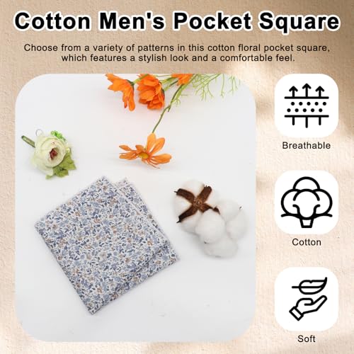 Cotton Floral Handkerchiefs for Men Wedding Evening Daily Work Prom - color: Blue,brown,white