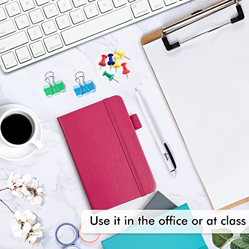 feela Pocket Notebook Journals, Mini Cute Small Hardcover College Ruled Notepad Office School Supplies, with 3 Black Pens, 3.5”x 5.5”, 3 Pack, A6, Solid Colors, Gray, Berry, Emerald - color: Gray, Berry, Emerald