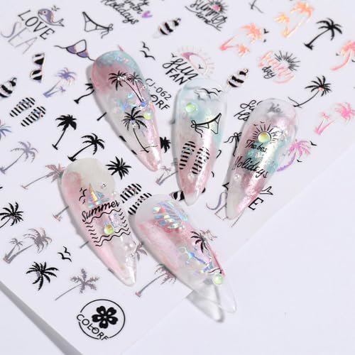 Beach Nail Stickers for Nail Art Nail Decals for Women - color: Colorful-22