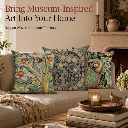 William Morris Orange Tree III Tapestry Boho Throw Pillow Cover 18x 18 in - color: Orange Tree III
