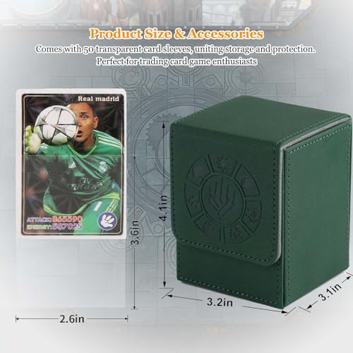 Arkeiliy MTG Deck Box 110+ Storage Sleeved Cards for Magic Commander - color: Green