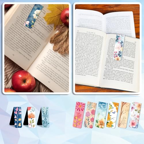 48 Pieces Magnetic Bookmarks Magnet Page Markers - Book Marks for Reading Women & Men with Storage Boxes - Cute Magnet Bookmark Clips for Reading Pleasure（Flowers） - size: 48, style: Flowers Style