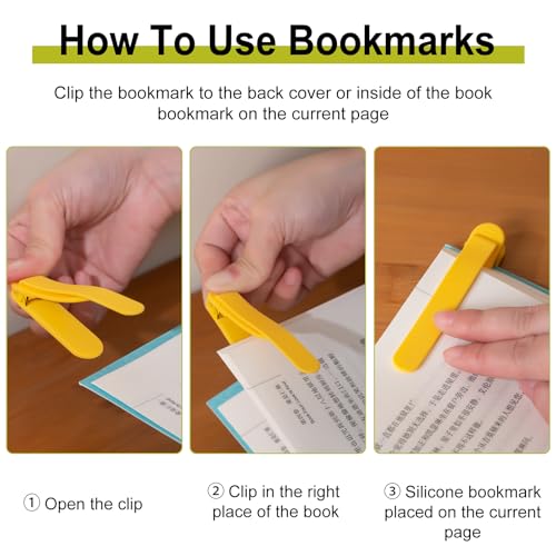 9Pcs Automatic Bookmark, Silicone Smart Book Marks for Reading Women, Men, Kids,Cute Unique Book Markers Bookmark Clip Reading Accessories Gifts for Book Lovers - color: 3 Blue+3 Red+ 3 Yellow