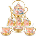 20 Pcs Adult Tea Party Set Porcelain with Metal Holder, Fresh - style: Fresh