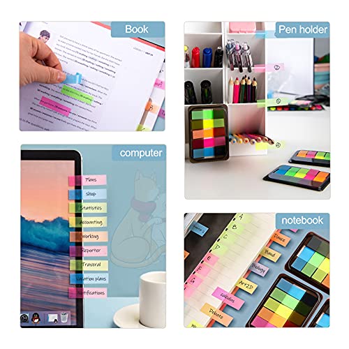 Golcellia 300 Pcs Transparent Sticky Tabs, Pop Up Page Markers for Books - color: Long Strip Base