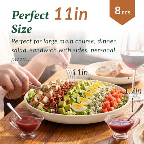 Homienly Plastic Dinner Plates, Wheat Straw Plates 11 Inch, Lightweight Unbreakable Plates Set of 8, Microwave Safe Plates, Deep Plates for Dinner - Beige - color: Beige, size: 11 Inch
