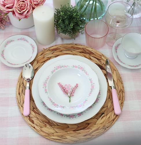 ANNOVA Silverware Set 20 Pieces Cutlery Stainless Steel Colorful Fun Handle Flatware Service for 4 - Dinner Knife, Dinner Fork, Salad fork, Dinner Spoon, Dessert Spoon (Light Pink, 20 Pieces) - color: Light Pink
