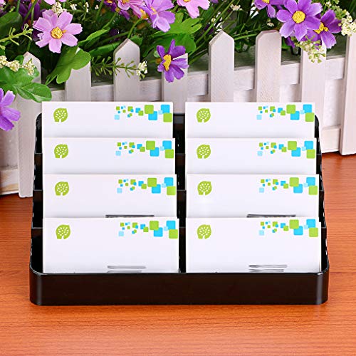 Hipiwe 2-Pack Acrylic Business Card Holder Card for Desk, 8 Pockets - color: Black