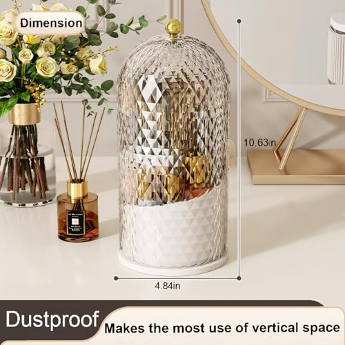 Makeup Brush Holder with Lid,360 Rotating Makeup Organizer
