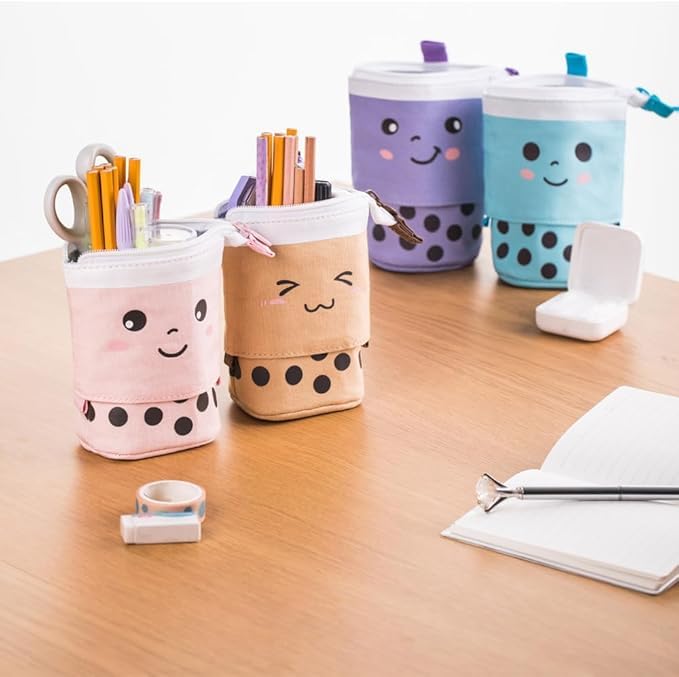 Telescopic Pencil Bag Pen Holder Pop Up Stationery Case, Stand-up Retractable Transformer Bag Standing Organizer, Great for Christmas Holiday New Year Office Bag - color: Green