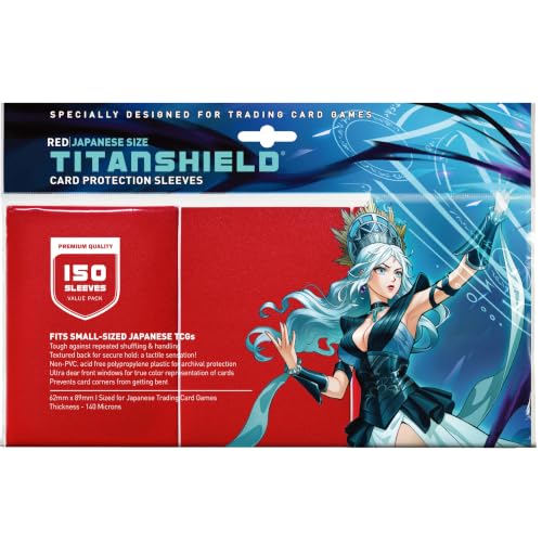 TitanShield Small Japanese Card Sleeves, Red (150 Sleeves) - Fits Yugioh - color: Red