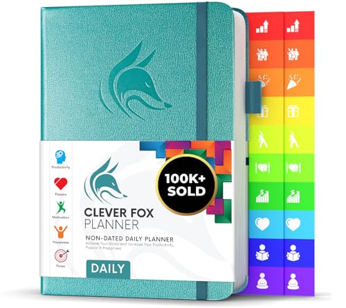Clever Fox Daily Planner, Undated Professional & College Day, Aquamarine - color: Aquamarine (Undated)