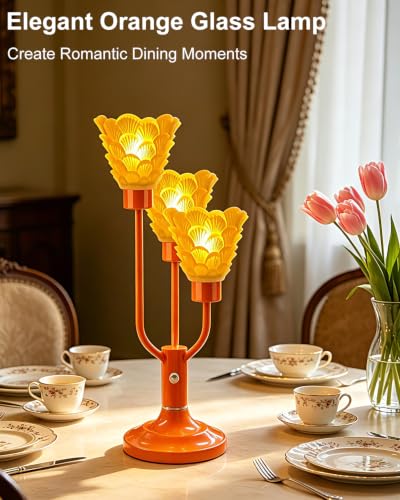 Lightdot Vintage Orange Table Lamp Dimmable Bulbs Included Home Decor Gift - color: 07-Orange-Shell