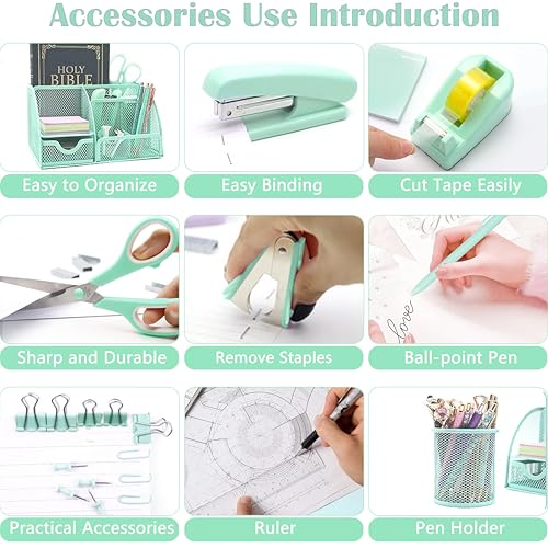Scindaly Office Desk Accessories 12-Piece & Desk Organizers and Accessories - color: Green