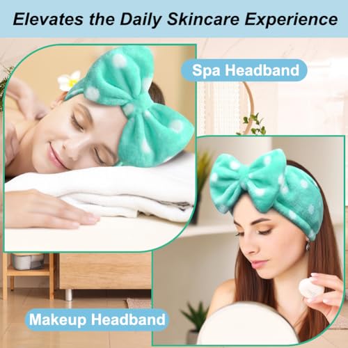 Shintop Sweet Super Soft Caroset Polka Dots Wash Cosmetic Headband - color: Green