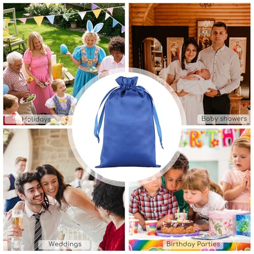 30Pcs Satin Gift Bags, 5x8 Blue Cloth Drawstring Pouch - color: Blue, size: 5×8 in