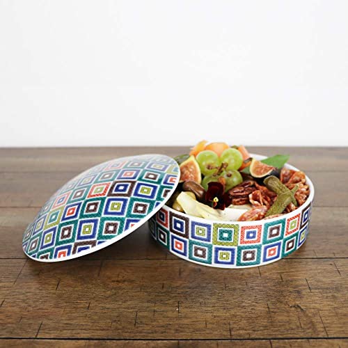Traditional Japanese Bento Box, 3-tiered, Kutani Ware SK453 (Tile design) - color: Tile design