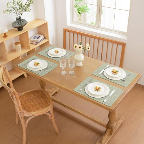 FROMHEART Faux Leather PU Placemats Set of 4 (Light Green,11.8" x 17") - color: Light Green, size: Set of 4