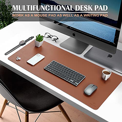 K KNODEL Small Office Desk Mat, Leather Mouse Pad (23.6"x13.8", Brown) - color: Brown, size: 23.6" x 13.8"