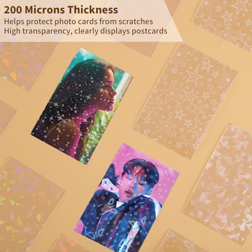 400 Pcs Kpop Photocard Sleeves Holder 58 x 89 mm, Laser Flash Card Covers - style: Holographic Style