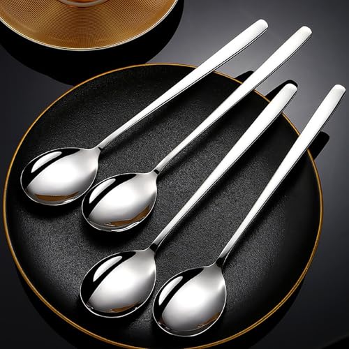 Set of 6 Teaspoons, 6.6 Inch Korean Metal Tea Spoons,Dishwasher Safe Stainless Steel Small Spoon for Dessert,Cake,Yogurt,Pudding (6.6inch) - size: 6.6inch