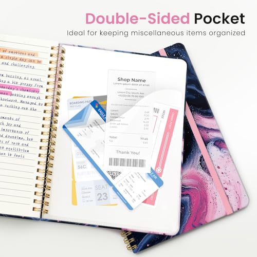 ZOTIA Lined Spiral Journal for Women, A5 Pretty Hardcover Notebook for Work, School & Office Writing, Aesthetic Writing Journal College Ruled, 140 Pages, 5.8" x 8.3", Pink Vortex - color: I-Pink Vortex