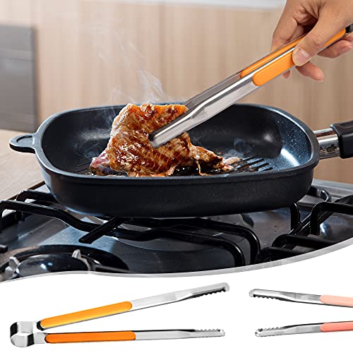 TXIN 3 Sizes BBQ Tongs, Colorful Professional Grill Tongs for Kitchen Cooking Serving, Stainless Steel Tongs for Grill Accessories