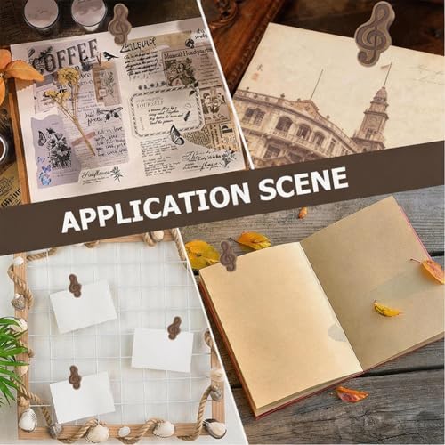 CRASPIRE 2Pcs Musical Note Theme Journal Clip Antique Bronze Metal Paper Clips Notebook Vintage Page Holder Decorative Clamp Document Office School Travelers Organizer Home DIY Accessories - style: Music Note
