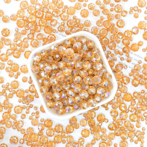800Pcs 4/6/8/10mm Crystal Glass Beads for Jewelry Making Beads for Bracelets Necklace Pendants Making Supplies(Gold Champagne) - color: Golden champagne, size: 4/6/8/10mm 800pcs
